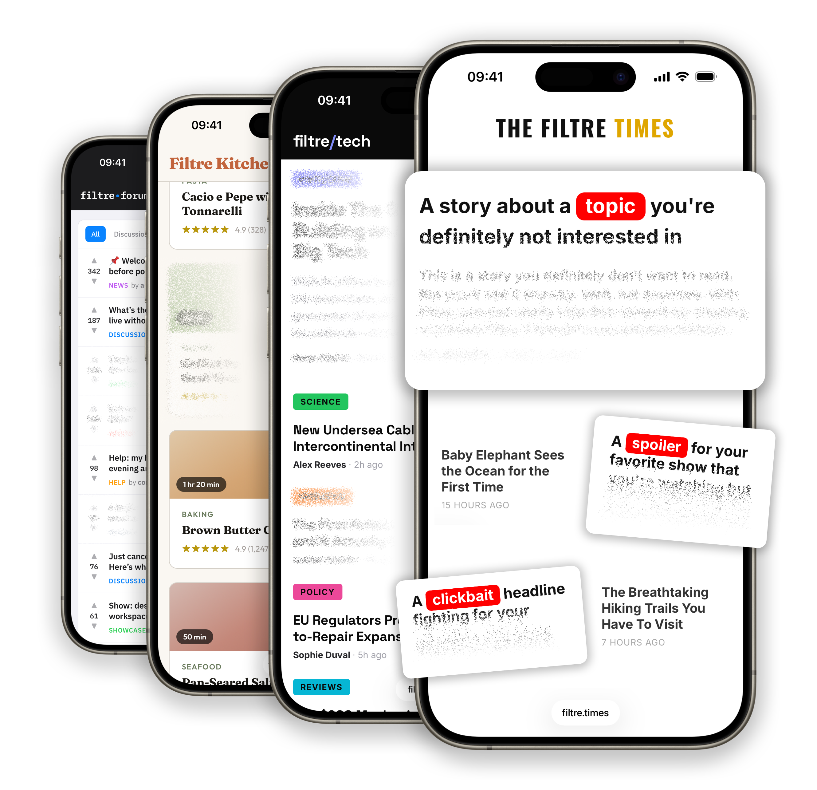Screenshots of Filtre